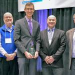 Dr. Tom Tocher (center) of Community Health Center of Snohomish County accepts the Innovative Program Award from (left to right) Verdant Superintendent Dr. Robin Fenn, Commissioner Dr. Jim Distelhorst, Commissioner Bob Knowles, and Commissioner Fred Langer at the Verdant Healthier Community Conference. (Submitted photo)