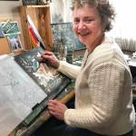 Schack Artist of the Year Janie Olsen at work in her studio. (Gale Fiege)