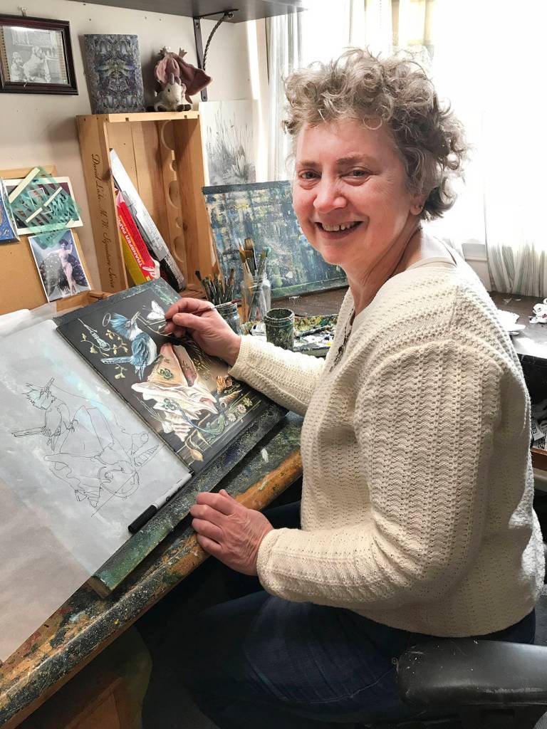 Schack Artist of the Year Janie Olsen at work in her studio. (Gale Fiege)