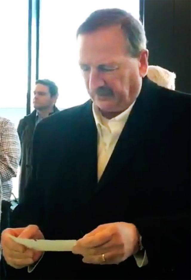 Screen shot from video of Dave Somers checking in at Paine Field on Monday.