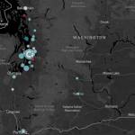 This <a href="https://www.adl.org/education-and-resources/resource-knowledge-base/adl-heat-map?s=eyJhcmVhIjp7InN0YXRlIjoiV0EiLCJ0eXBlIjoic3RhdGUifSwiaWRlb2xvZ2llcyI6W10sImluY2lkZW50cyI6W10sInllYXIiOlsyMDE3LDIwMThdfQ%253D%253D" target="_blank">map</a> shows the location of 86 extremist and anti-Semitic incidents in Washington state in 2017-2018. (Anti-Defamation League)