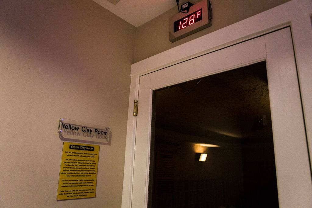 One of the Yellow Clay sauna rooms at Q Sauna & Spa. (Olivia Vanni / The Herald)