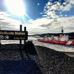 The U.S. Coast Guards Polar Star, a heavy icebreaker, at McMurdo Station in Antarctica during its recent 105-day deployment. (Photo Courtesy U.S. Coast Guard)