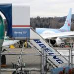 A 737 MAX 8 airplane (right) is parked at the Boeing Co.s assembly plant in Renton on Monday. (AP Photo/Ted S. Warren)
