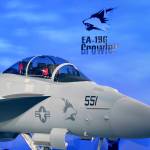 A Boeing EA-18G Growler sits on display during a ceremony marking delivery of the first production version of the airborne electronic attack aircraft in 2007 at a Boeing production facility in Berkeley, Missouri. (AP Photo/Jeff Roberson, file)