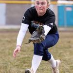 Outfielder Phoebe Schultz attempts a tough catch during practice. (Kevin Clark / The Herald)