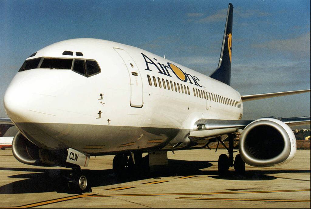 A Boeing 737-300, part of the small Air One fleet, is seen in this Nov. 7, 1995 photo taken at Romes Ciampino Airport during the presentation of the new company. (AP Photo/H.O., file)