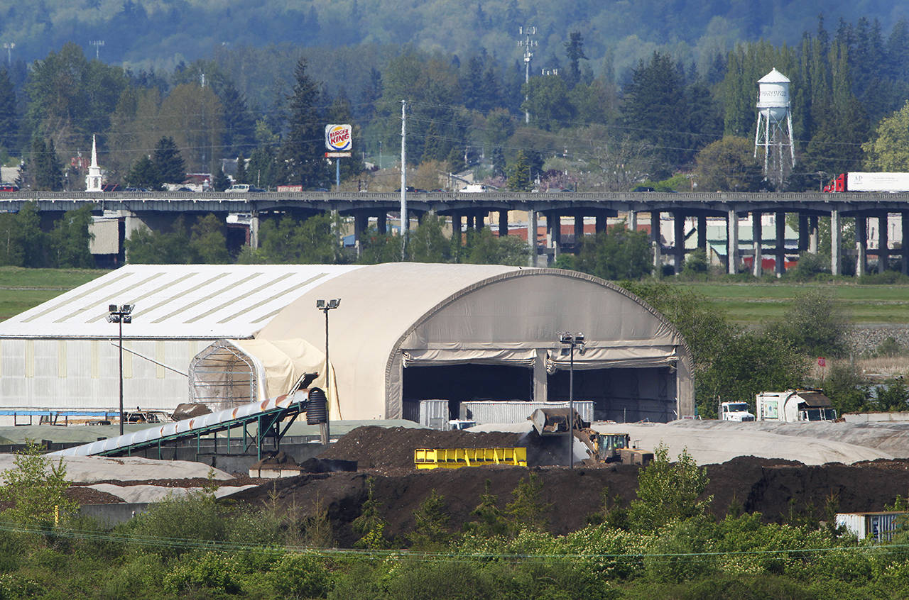 The Cedar Grove composting site as seen from north Everett looking toward Marysville in 2012. (Mark Mulligan / The Herald)