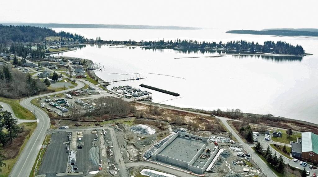 A drone captured a photo of the gathering hall, currently under construction, on March 14. (Hibulb Cultural Center & Natural History Preserve)