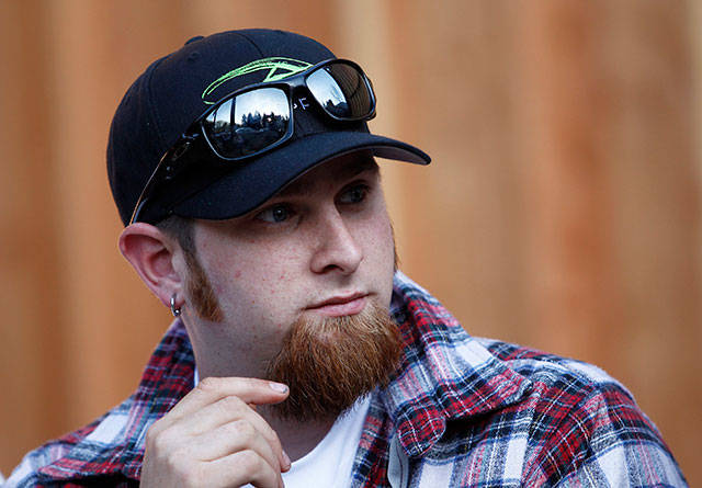 Sean Wright at 3 Rivers cutting in Darrington on April 28, 2014. (Genna Martin / The Herald)