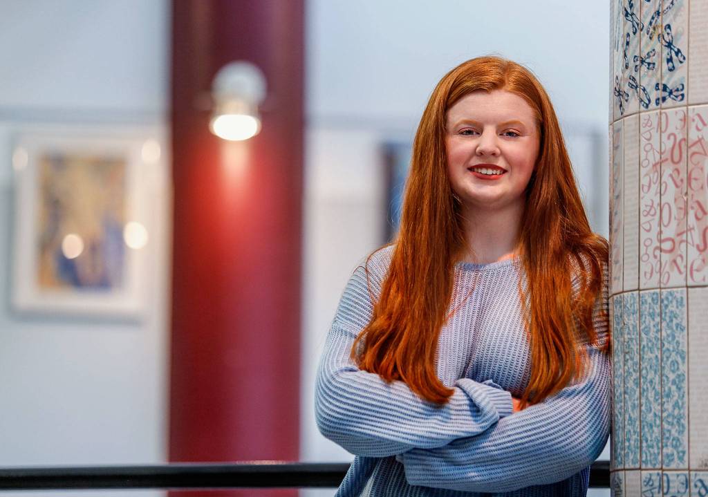A cheerleader who performed in the Macys Thanksgiving Parade, Mountlake Terrace High School senior Britta Sinclair is the Herald Super Kid this week. (Dan Bates / The Herald)