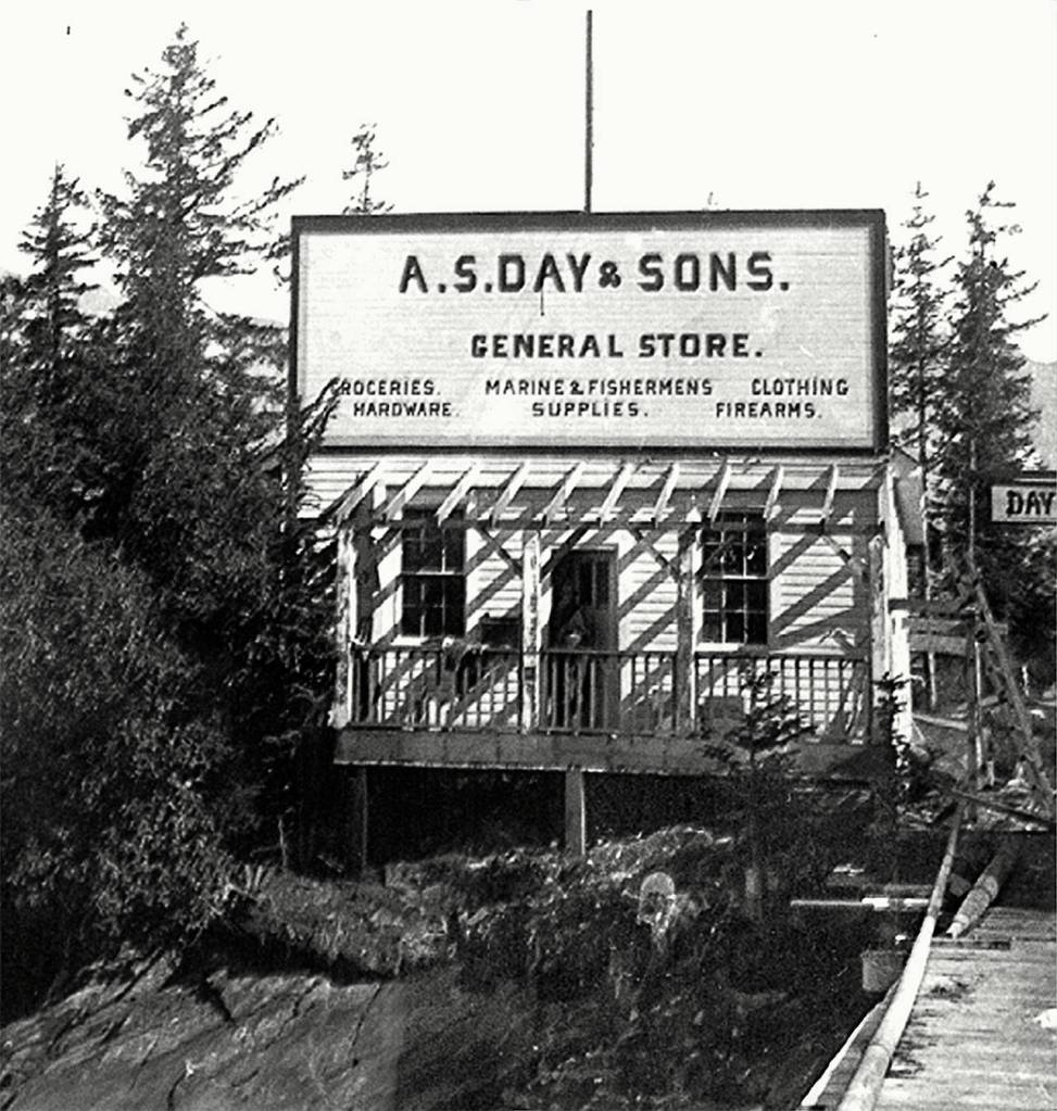 This store operated by Bob Days family, was one of the original buildings at Dayville on Prince William Sound. (Gloria Day Collection)