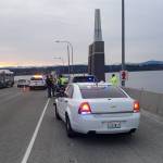 Washington State Patrol responded to a report of a deceased man in a car on the SR 520 bridge early Monday morning. (Washington State Patrol/Rick Johnson)