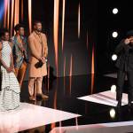 Ryan Coogler (right) and the cast of Black Panther accept the award for outstanding motion picture at the 50th annual NAACP Image Awards on Saturday at the Dolby Theatre in Los Angeles. (Photo by Chris Pizzello/Invision/AP)