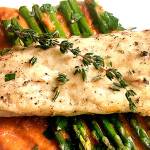 Make a spring dinner of fish and asparagus in a pepper sauce