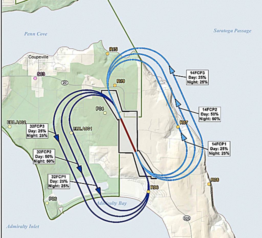 A diagram from the Environmental Impact Statement on EA-18G Growlers shows the flight track utilization percentages.