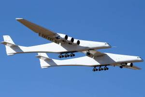 Giant Stratolaunch aircraft lifts off from California