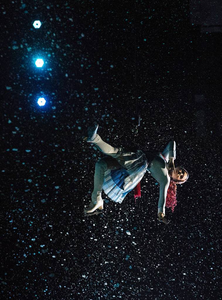 Danica Gagnon-Plamondon is Crystal falling in Cirque du Soleils Crystal at the Angels of the Winds Arena on April 10 in Everett. (Andy Bronson / The Herald)