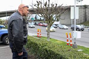It wasnt difficult for Lynnwood Police Department Sgt. Jason Valentine to find drivers holding cell phones during the citys distracted driving campaign held earlier this month. (Lizz Giordano / The Herald)