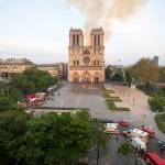 Firefighters work at the burning Notre Dame cathedral on Monday in Paris. (Benoit Moser, BSPP via AP)