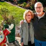 Gerry and Bonnie Gibson in their back yard on the Skykomish River in Sultan in 2018. (Dan Bates / Herald file)