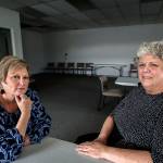 Vicci Hilty (left), executive director of Domestic Violence Services of Snohomish County, at the nonprofits new South County Advocacy Center with Debra Bordsen, deputy director of the agency. (Dan Bates / The Herald)