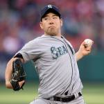 Seattles Yusei Kikuchi throws to the plate during the first inning of the Mariners game against the Los Angeles Angels on Saturday in Anaheim, California. (AP Photo/Mark J. Terrill)