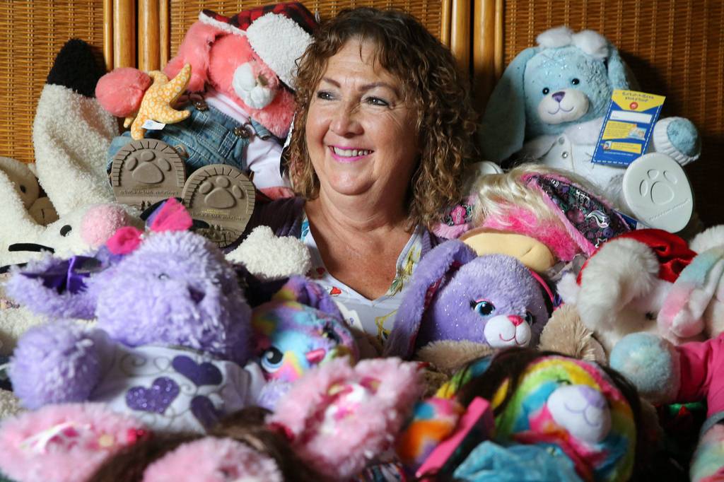 Cheryl Bryan of Snohomish has hundreds of stuffed bunnies and figurines throughout her home. (Kevin Clark / The Herald)