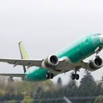 A Boeing 737 MAX 8 airplane, built for India-based Jet Airways, takes off on a test flight at Boeing Field in Seattle April 10. (AP Photo/Ted S. Warren, File)