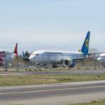 With the models grounding, Boeing has had to park 737 MAX planes, seen here on April 4, on the crosswind runway at Paine Field in Everett. (Andy Bronson / The Herald)