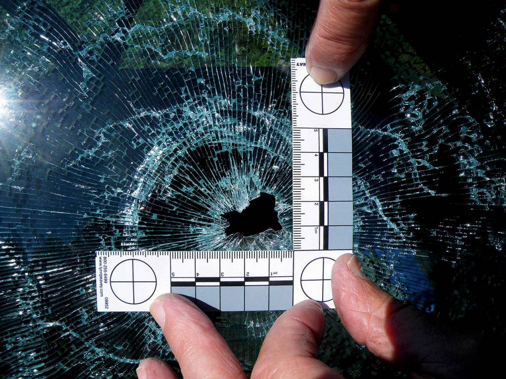 Roy and Sandy Anderbergs Subaru took five bullets during a shootout on Jim Creek Road on Sept. 2, 2012. The Anderbergs neighbor, Robert Endrizzi, was shot and killed by police. (Snohomish County)