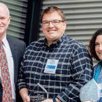 From left, Community Transit CEO Emmett Heath, and commuter champions Craig Ferguson and Lynda Newton. (Community Transit)