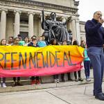 In this March 15 photo, Democratic presidential candidate Washington Gov. Jay Inslee speaks during a Columbia Climate Strike rally at Columbia University in New York. (AP Photo/Bebeto Matthews)