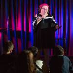Kate Carlson Carlsen does her stand-up routine at the Comedy Garage, where she co-hosts the weekly comedy showcase. (Andy Bronson / The Herald)