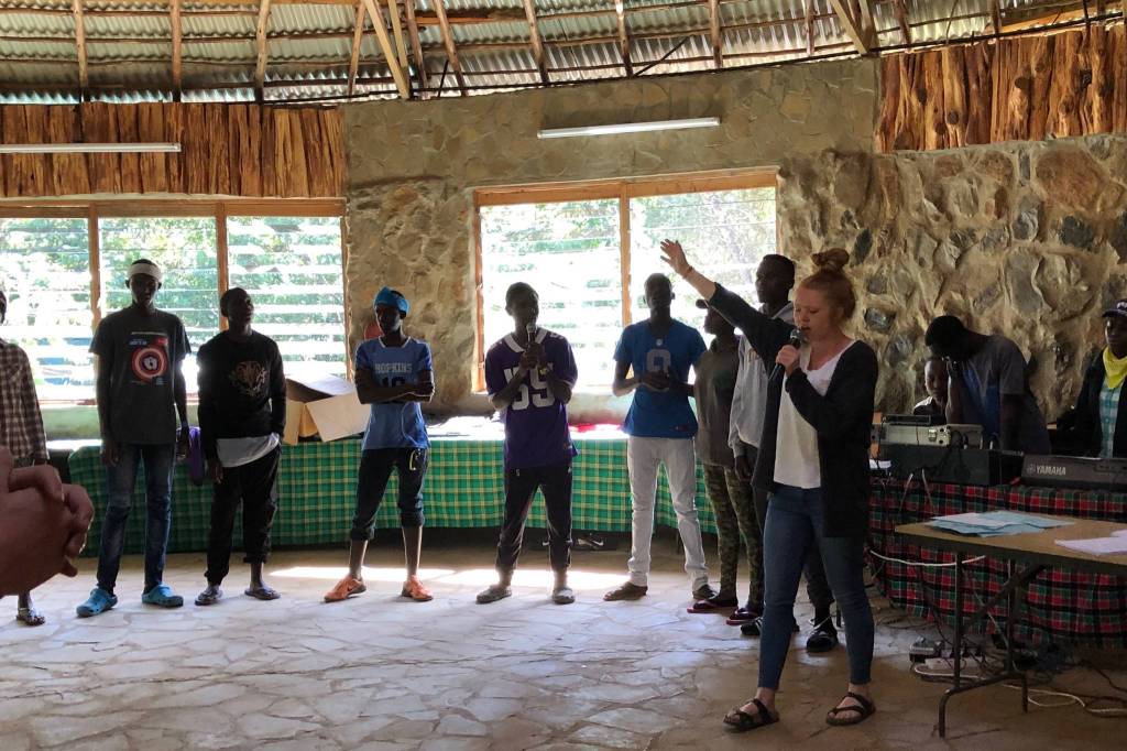 Brittani Boortz, a singer, helped lead the worship group during the high school and middle school camps. (Photo by Anna Boortz)