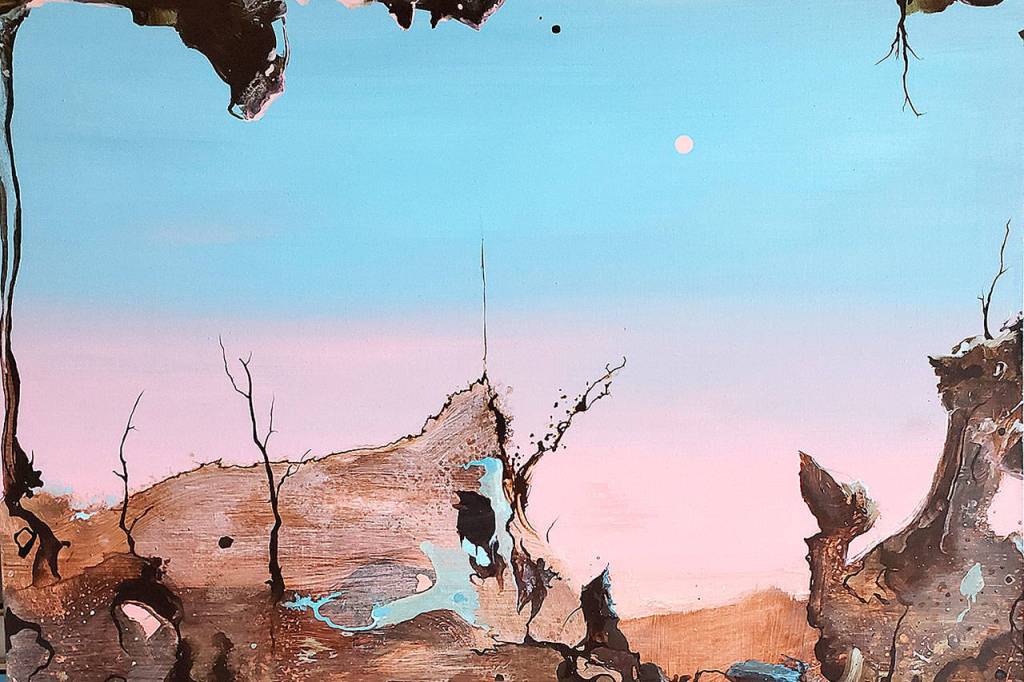 Tigers and Tigerettes depicts a beach near where artist Michael A. Knutson lived and foraged for mussels in Maine.