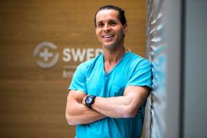 Stefan Torres, a Swedish Edmonds nurse known as Nurse Stefan in social media circles for his videos, is the UW Bothell Alumni of the Year. (Olivia Vanni / The Herald)