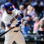 Seattles Edwin Encarnacion connects for a three-run home run off Minnesotas Trevor May during the seventh inning of Sundays game in Seattle. (AP Photo/John Froschauer)
