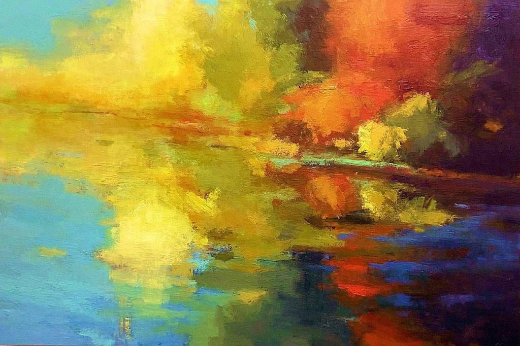 Scott Gellatly painted The Light of Land and Water with inspiration from wetlands near his home in Portland, Oregon.