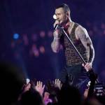 Maroon 5 frontman Adam Levine, seen here performing at halftime of Super Bowl 53, is leaving NBCs The Voice after 16 seasons. (Associated Press)