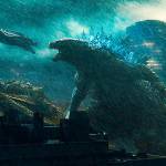 As special effects-enhancing rains falls, prehistoric monsters square off in Godzilla: King of the Monsters. (Warner Bros. Pictures)