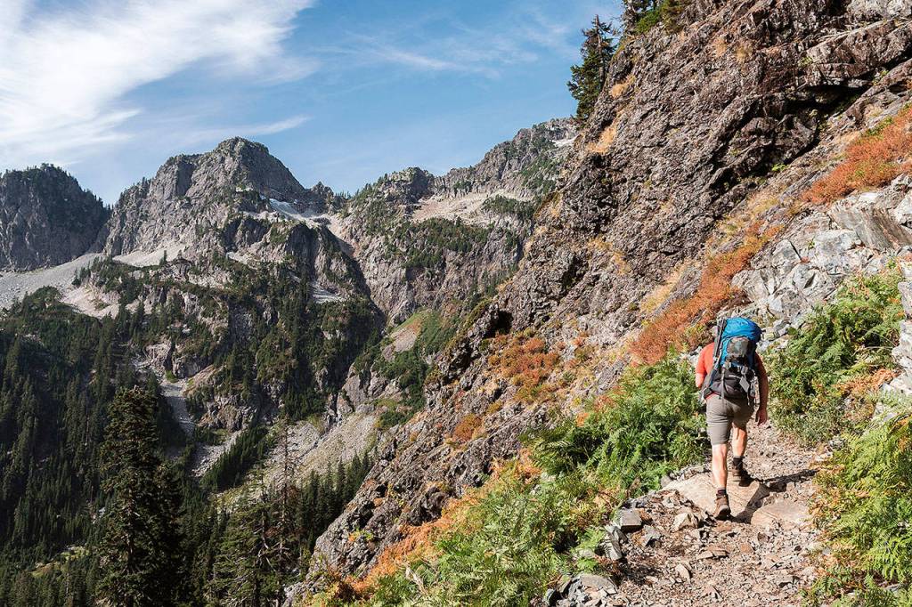 Nathan Barnes climbs toward Snow Lake in the Alpine Lakes Wilderness area. The Barnes brothers have hiked and reported on some 300 trails in Washington over the past 10 years, which theyve posted on their website and blog, hikingwithmybrother.com. (Jeremy Barnes)