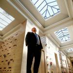 Pete Cameron, general manager of Evergreen Funeral Home and Cemetery, watches over View Crest Abbey Mausoleum where some of his ancestors are entombed. (Dan Bates / The Herald)