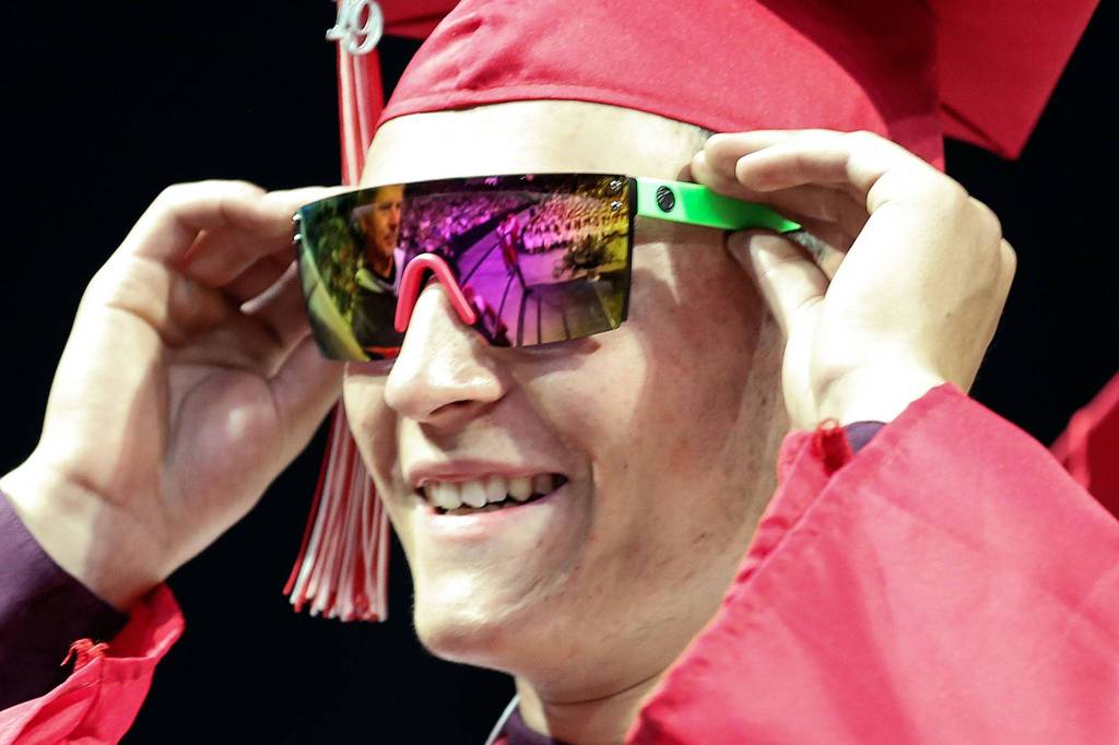 Scenes of the graduation of Snohomish High School Class of 2019 at Angel of the Winds Arena in Everett on June 10, 2019. (Kevin Clark / The Herald)