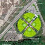 An aerial rendering of the Phil Johnson Ballfields renovations. (Courtesy of Everett Parks)