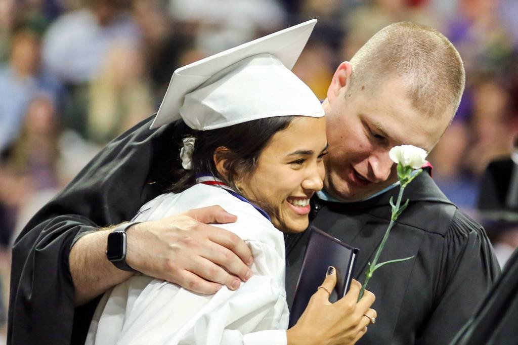 Scenes of the graduation for Glacier Peak High Schools Class of 2019 at Angel of the Winds Arena in Everett on June 10, 2019. (Kevin Clark / The Herald)