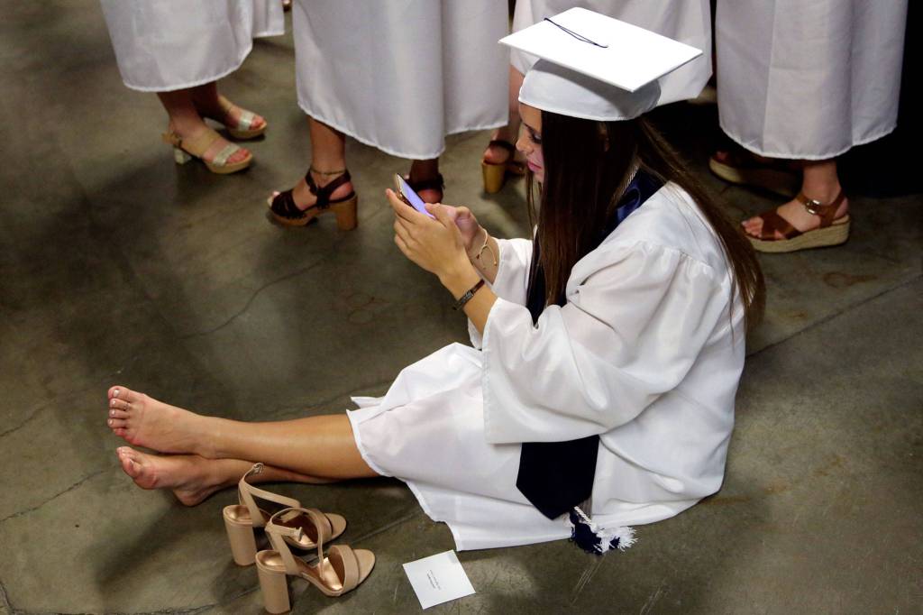 Scenes of the graduation for Glacier Peak High Schools Class of 2019 at Angel of the Winds Arena in Everett on June 10, 2019. (Kevin Clark / The Herald)