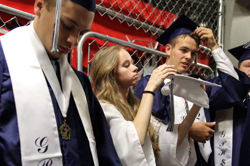 Scenes of the graduation for Glacier Peak High Schools Class of 2019 at Angel of the Winds Arena in Everett on June 10, 2019. (Kevin Clark / The Herald)