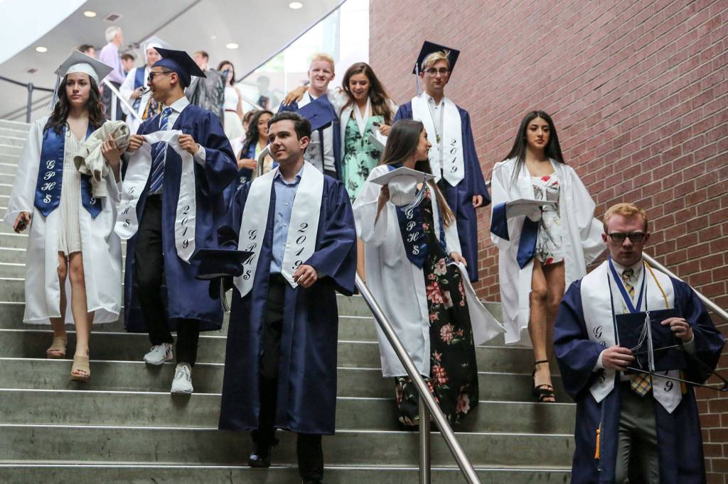 Scenes of the graduation for Glacier Peak High Schools Class of 2019 at Angel of the Winds Arena in Everett on June 10, 2019. (Kevin Clark / The Herald)