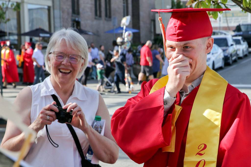 Scenes from the graduation of Marysville-Pilchuck High Schools Class of 2019 Wednesday afternoon at Angel of the Winds Arena in Everett on June 12, 2019. (Kevin Clark / The Herald)